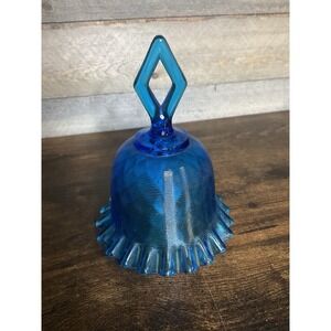Fenton Royal Blue Bell  Threaded Diamond Optic Pattern  1977-78